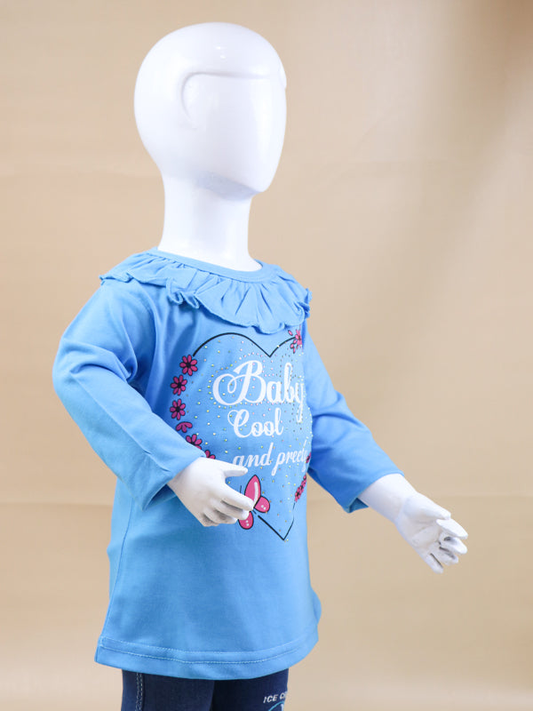 GTS06 SK Full Sleeves Girls T-Shirt 1Yrs - 4Yrs Baby Cool Blue
