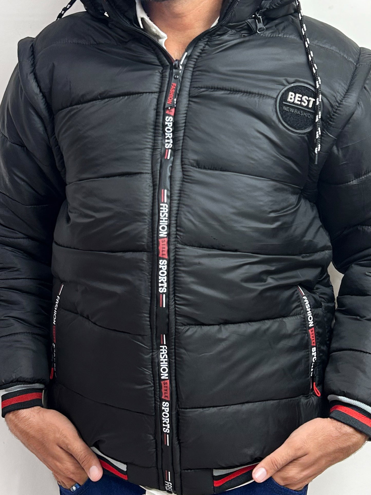 Black Puffer Jacket For Men MJ03