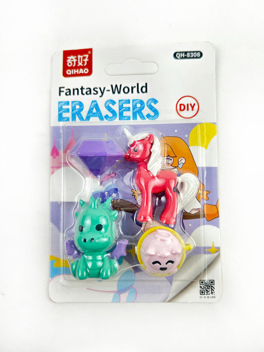 Pack of 4 Fantasy World Erasers Toys For Kids STA58