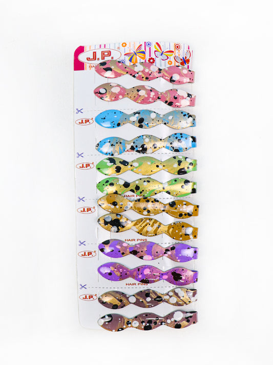 Pack of 12 Girl's Hairpins Multi Color & Multidesign H-001