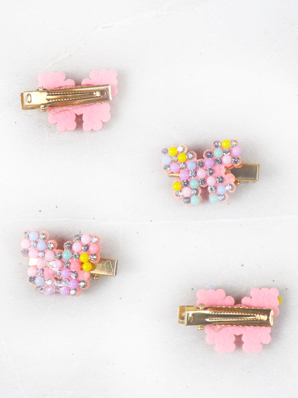 Pack Of 4 Butterfly Pink Hair Clips For Girls GHC46
