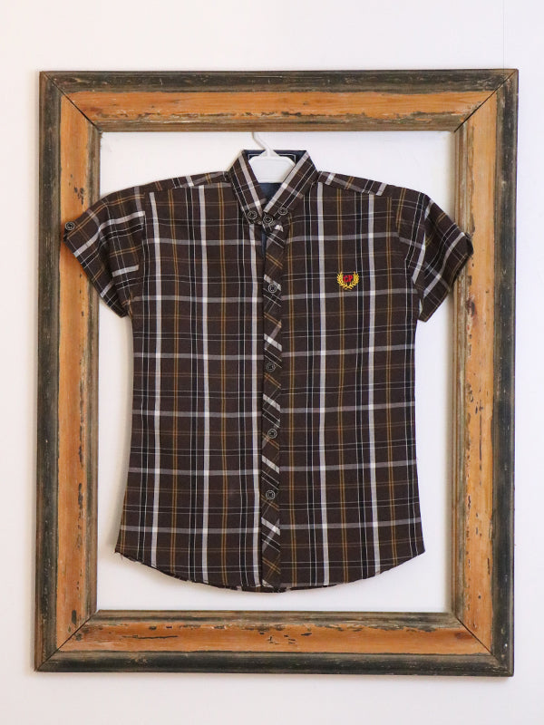 AZ Boys Casual Shirt 5Yrs - 12 Yrs Brown Check