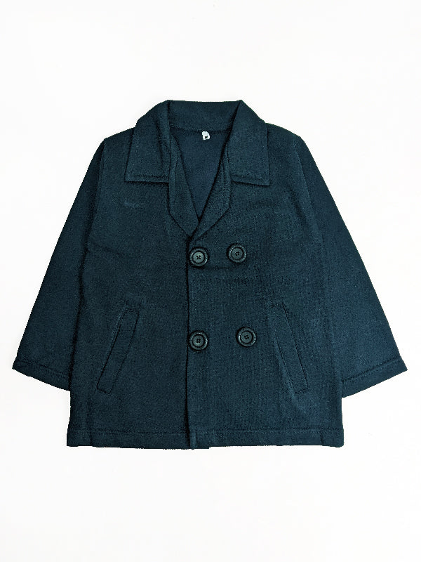 Blue Fleece Trench Coat For Girls MG GWC1