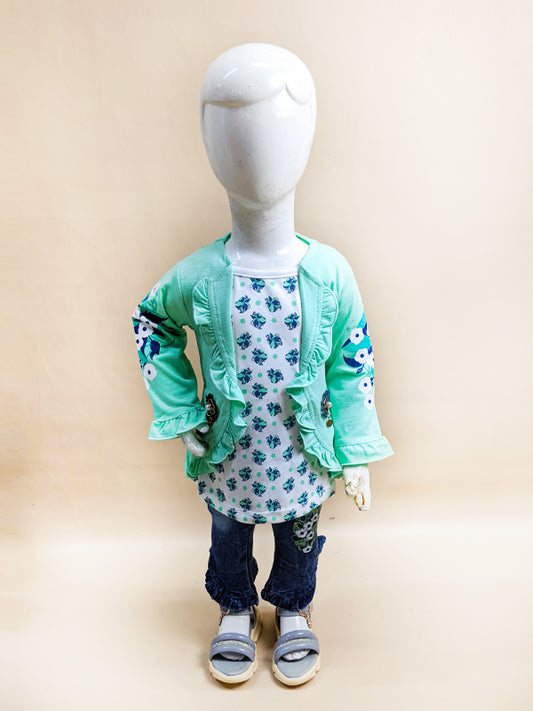 2Yr - 5Yrs Flower Light Sea Green Suit For Girls BG GS65