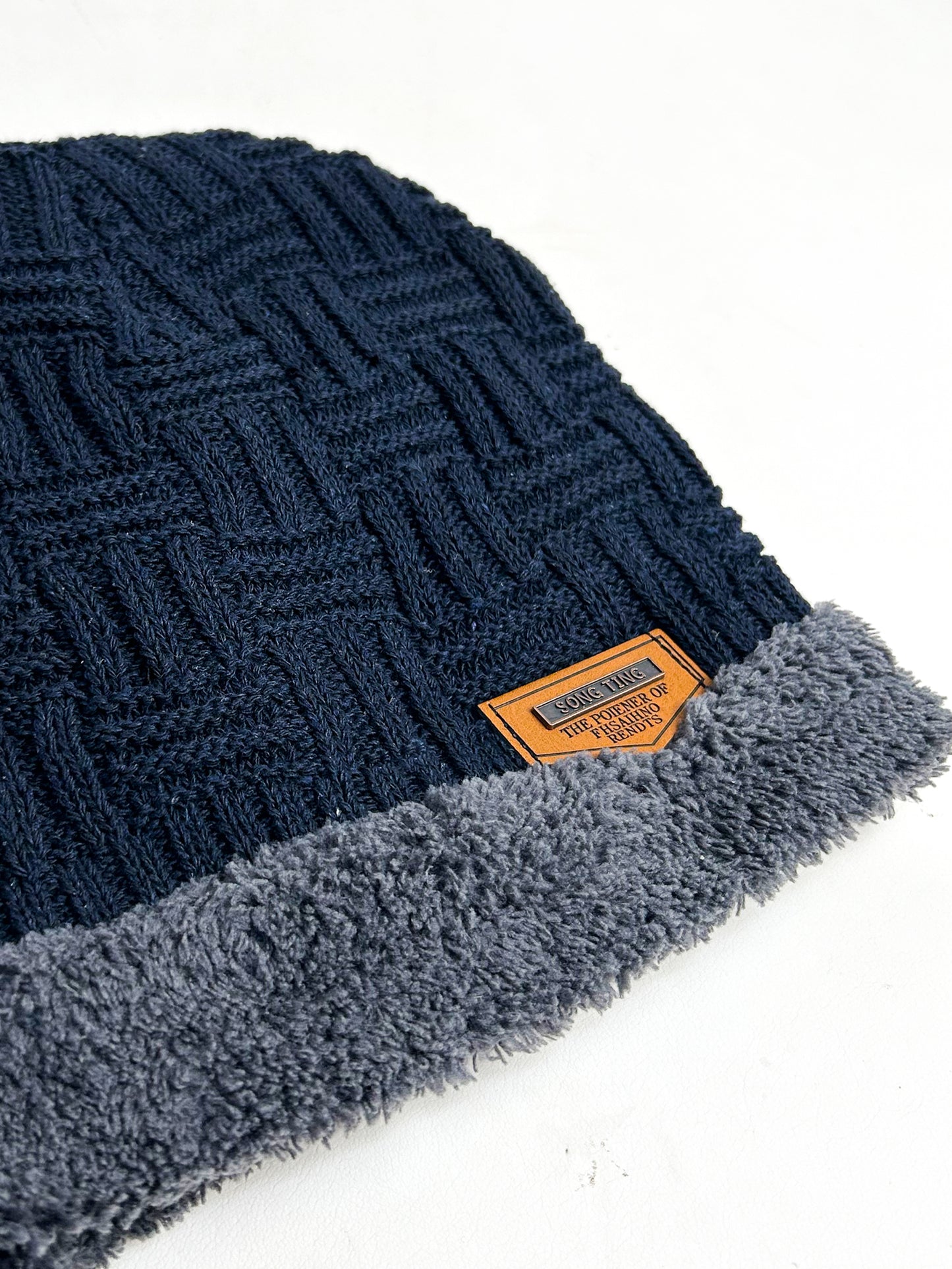 Dark Blue Multidesign Beanie Winter Cap For Men BWC01