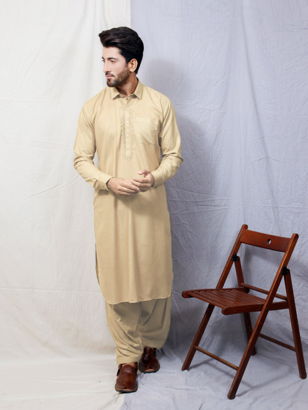 461/2E Men's Kameez Shalwar Stitched Suit Shirt Collar LF