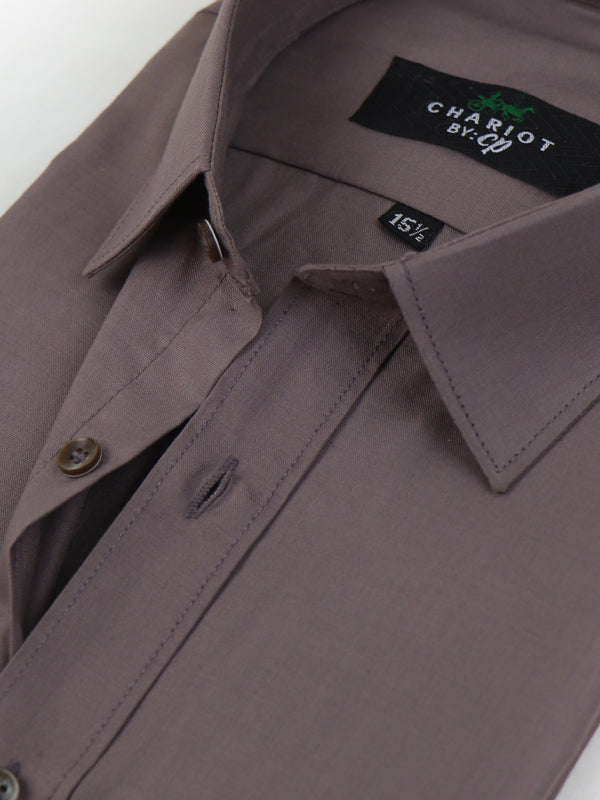 MFS06 Men's Formal Dress Shirt Plain Brown