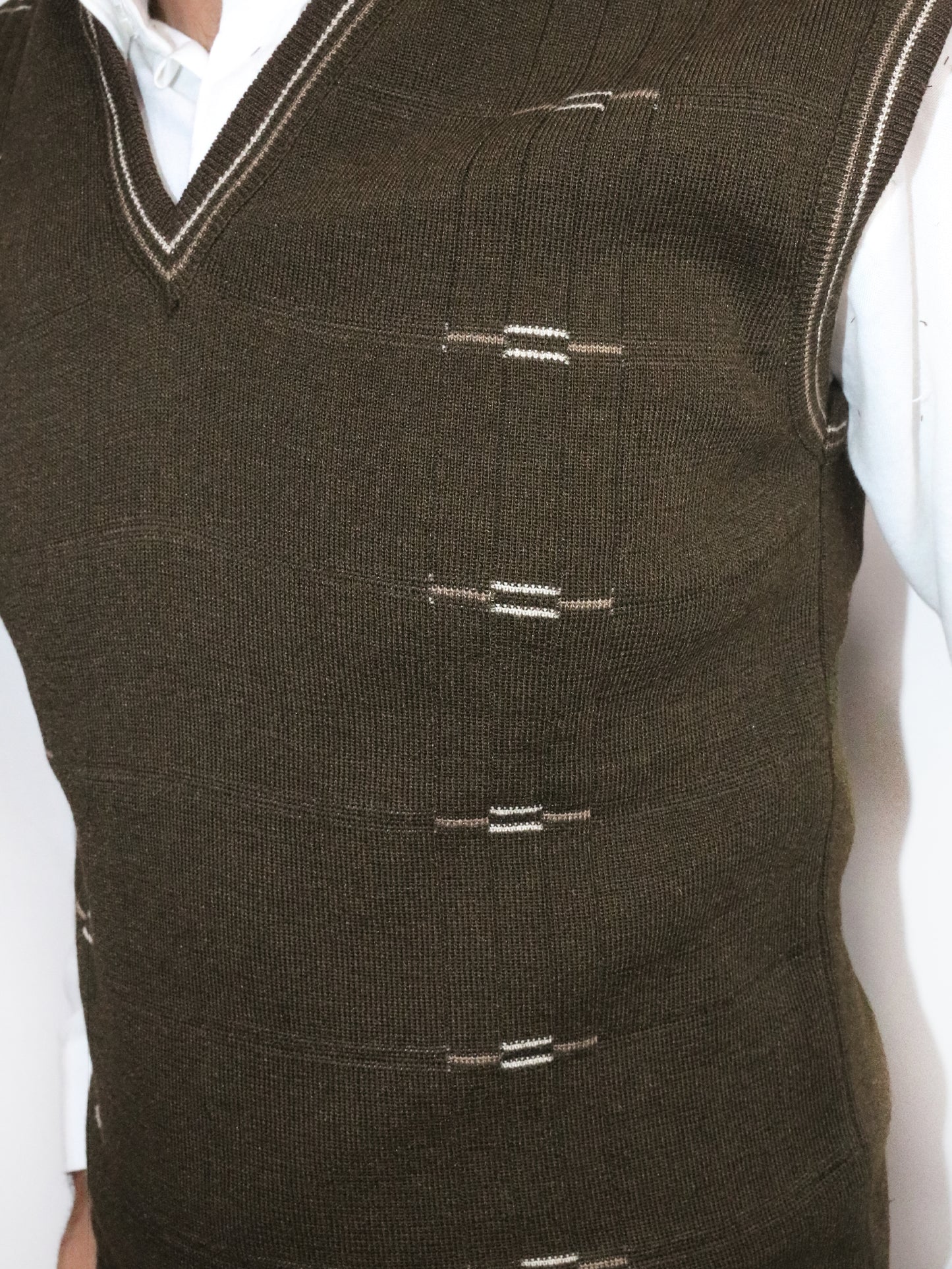 Dark Brown Sleeveless Sweater for Men MSW20