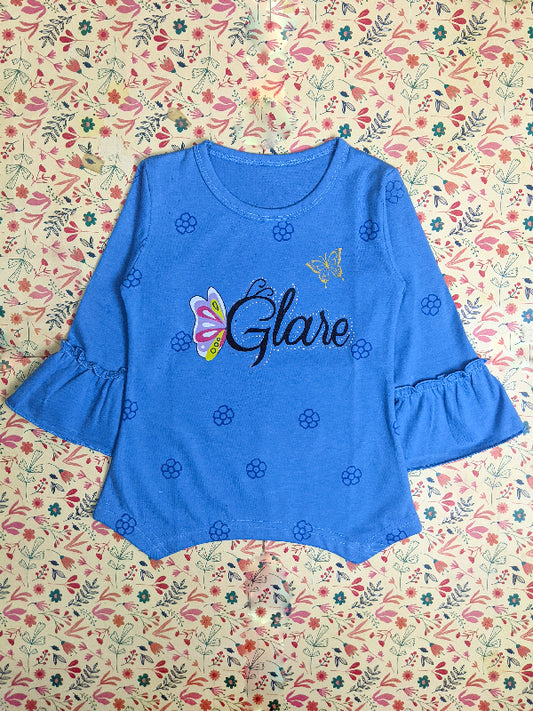 2Yrs - 7Yrs Glow Blue T-Shirt For Girls SK GTS16