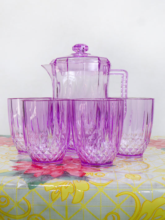 04 Plastic Novel Jug with 4 Glass Set of 5 Purple