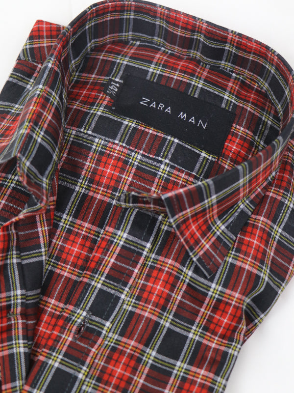 MFS47 AZ Men's Formal Dress Shirt BR Checks