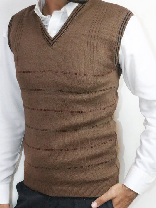 Brown Sleeveless Sweater for Men MSW36