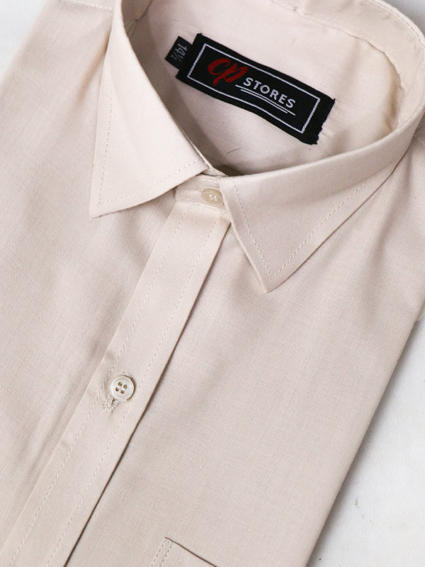 Beige Plain Formal Dress Shirt For Men AZ MFS64