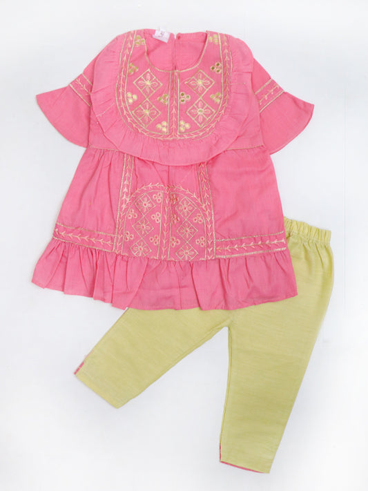 TG Girls Suit 1Yr - 12Yr Embroidered Light Pink