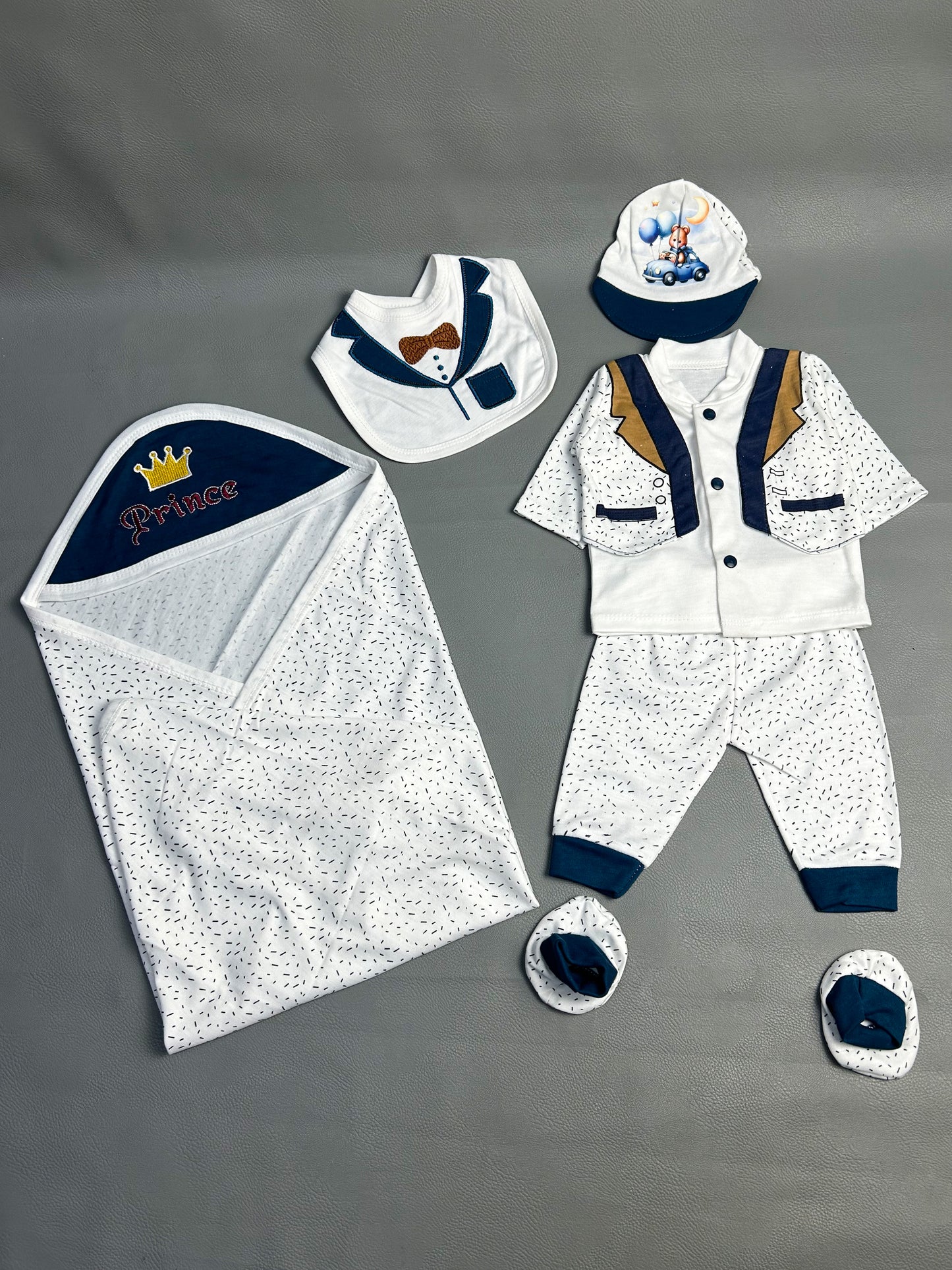 0Mth - 3Mth Prince Navy Blue 6Pcs Gift Set For Newborn NBGS68