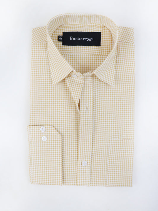 MFS12 Men's Formal Dress Shirt Yellow Checks