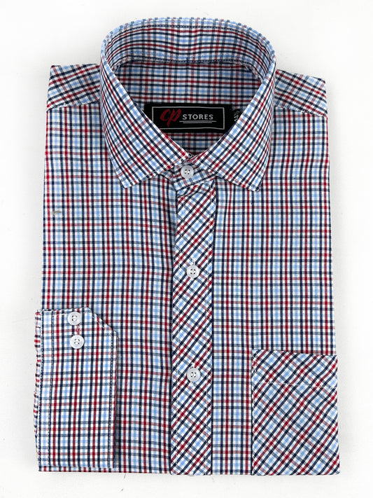 Red Checks Formal Dress Shirt For Men MFS306