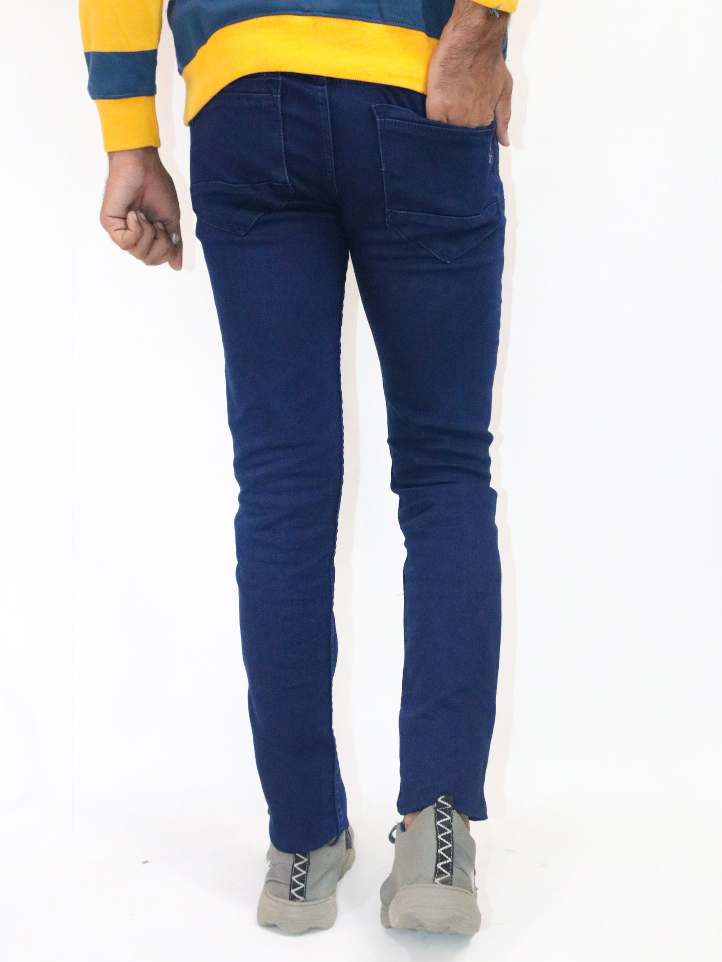 Navy Blue Regular Fit Stretchable Jeans For Men MDJ11