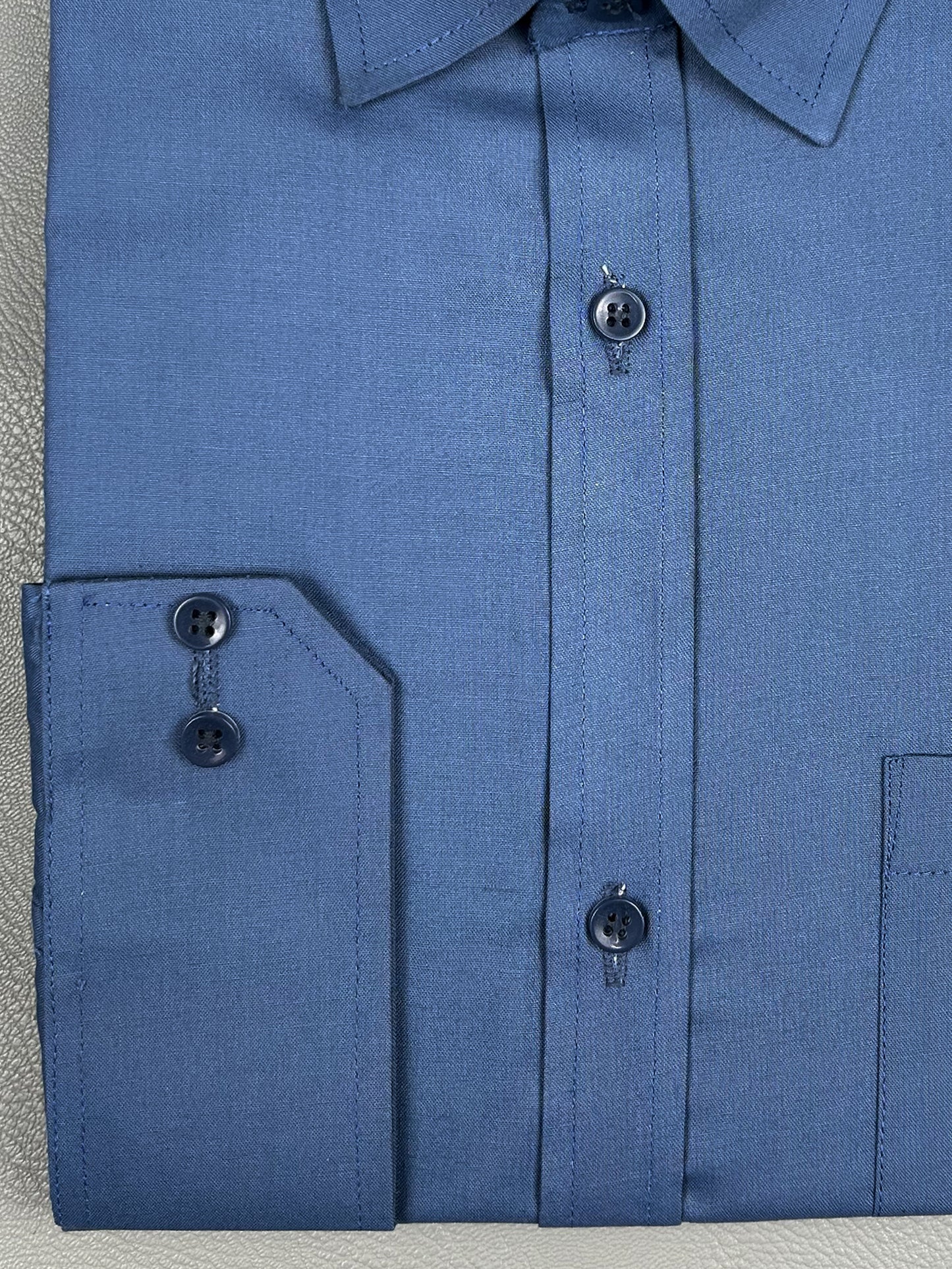 Blue Plain Formal Dress Shirt For Men MFS184