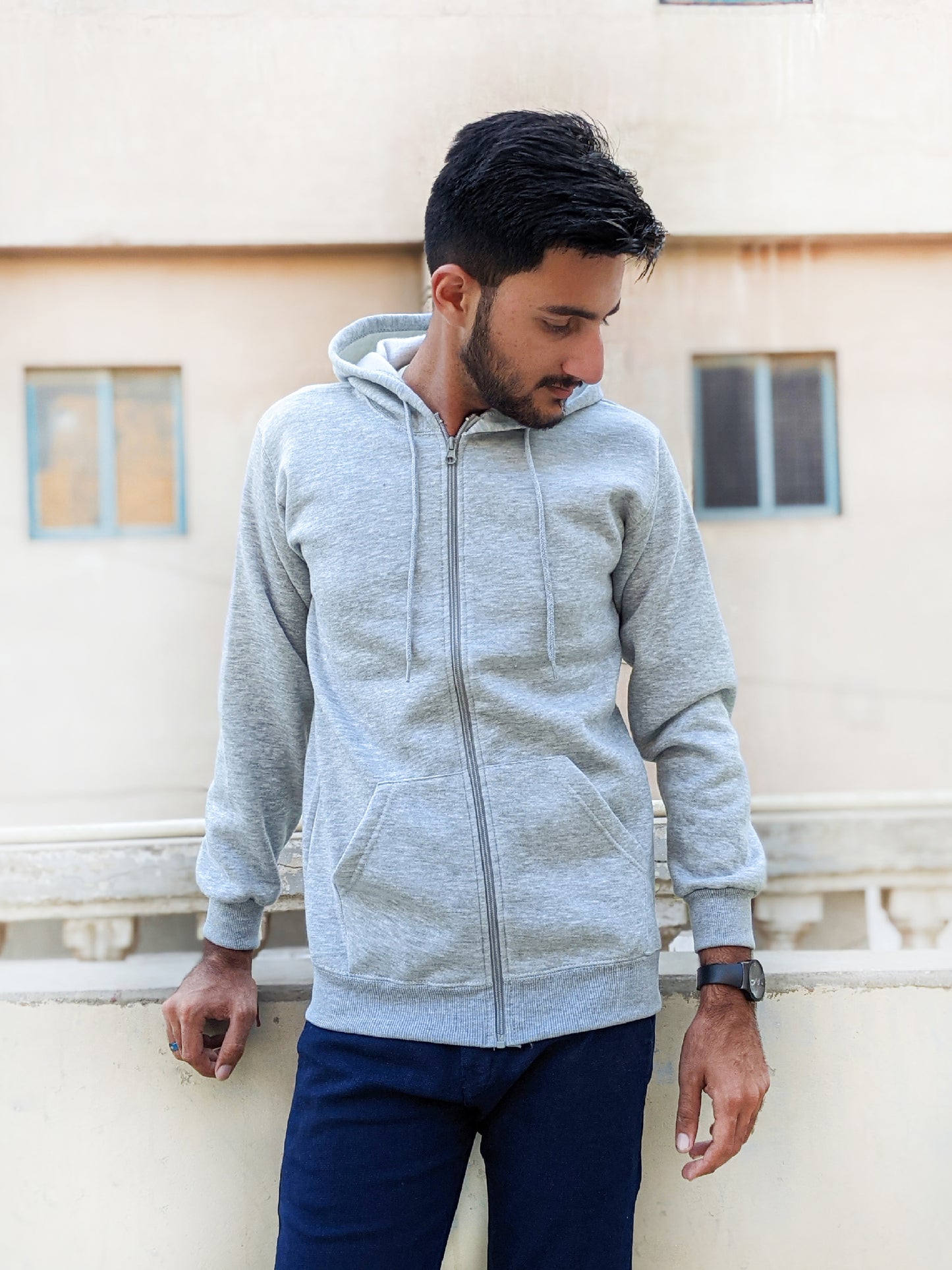 Light Grey Zipper Hoodie Unisex MM MH11