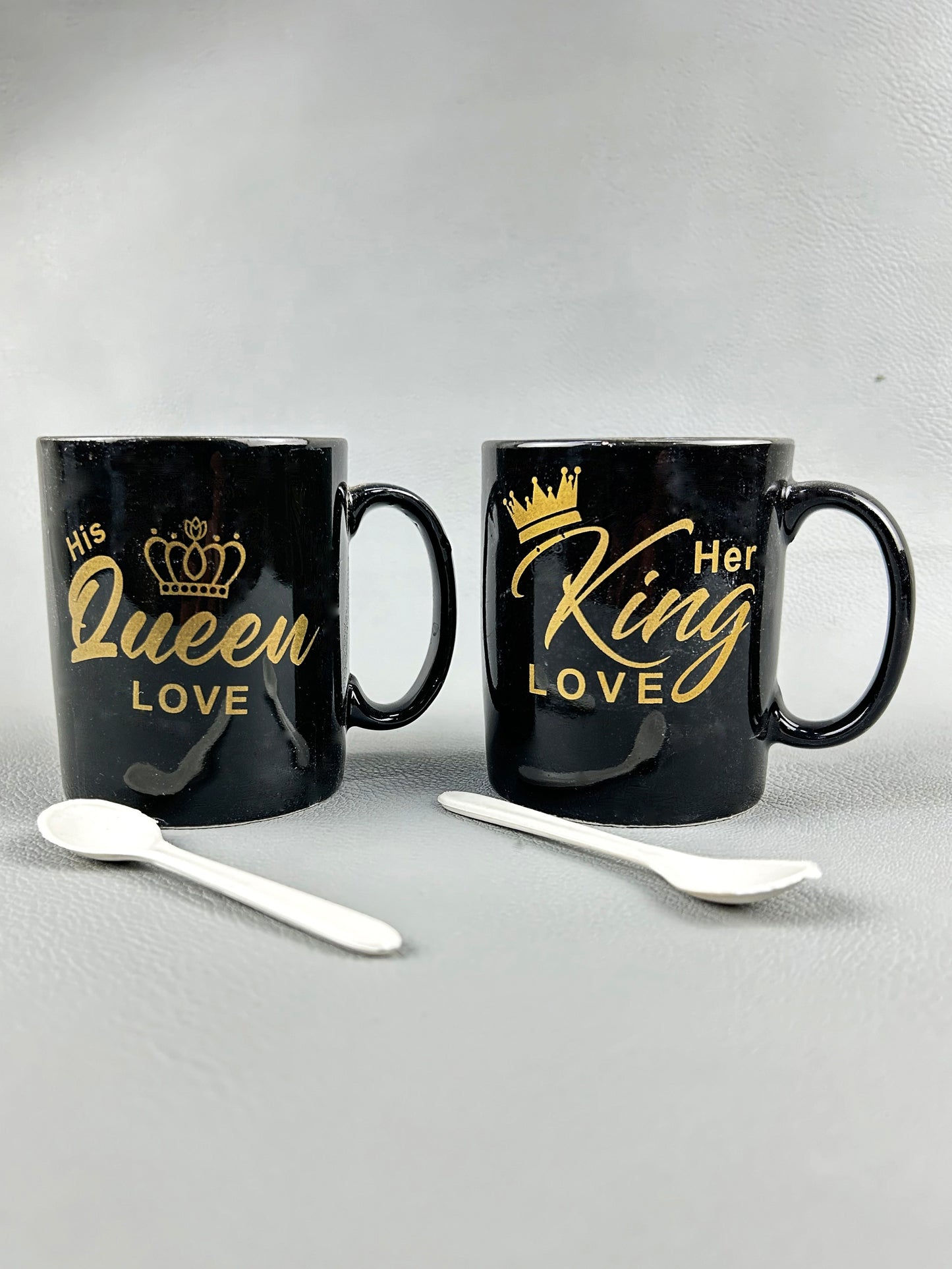 Pack of 2 King & Queen Coffee Mug with Spoon CM01