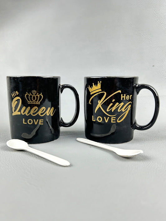 Pack of 2 King & Queen Coffee Mug with Spoon CM01