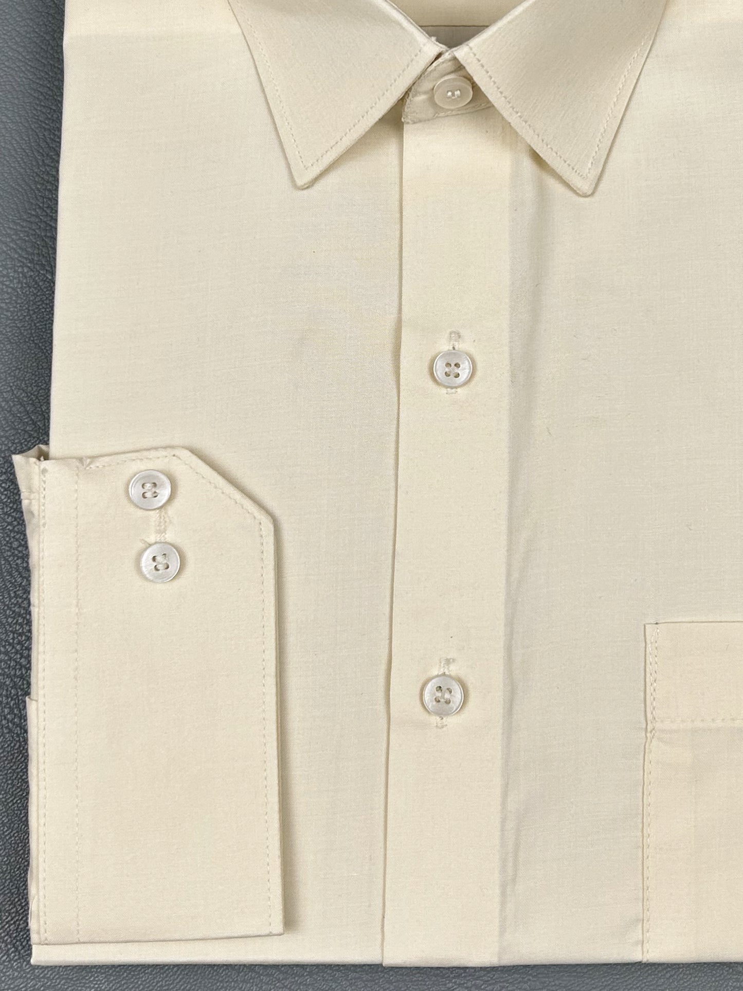 Cream Plain Formal Dress Shirt For Men MFS199