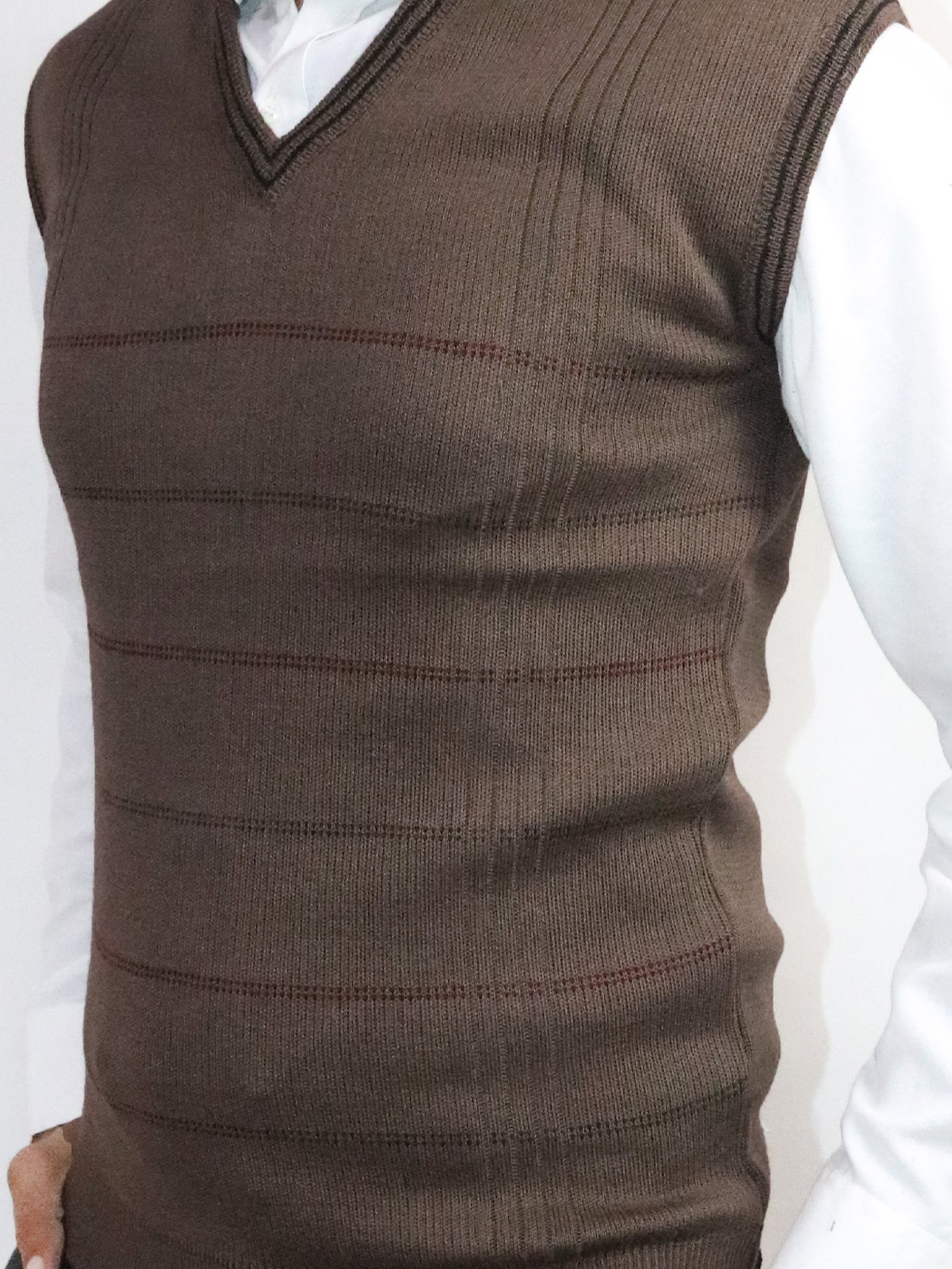 Brown Sleeveless Sweater for Men MSW31