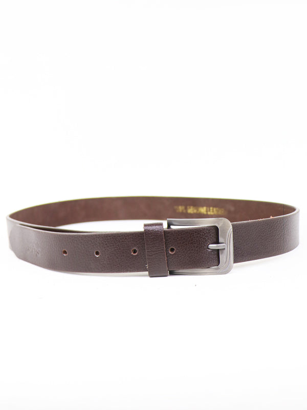 MB13 Classic Men's Faux Leather Belt Dark Brown