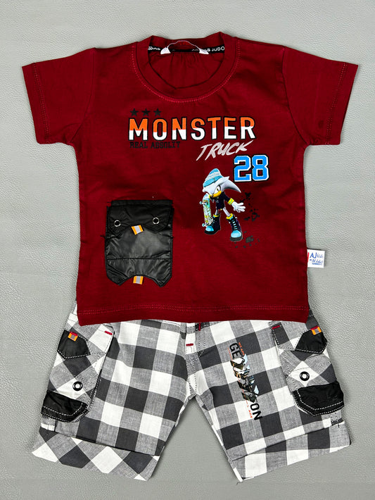 1Yr - 4Yrs Monster Maroon Suit For Kids RZ BS313