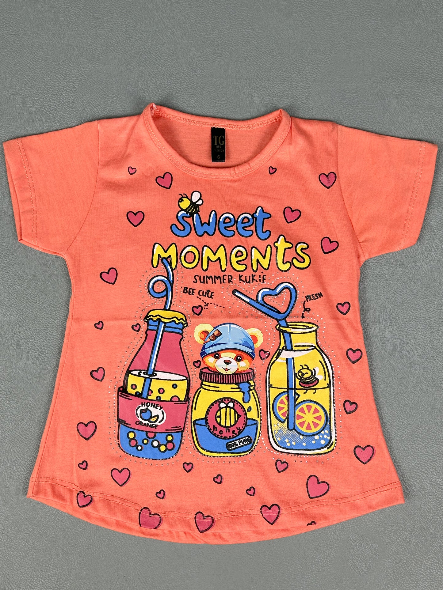 2.5Yrs - 7Yrs Moments Peach T-Shirt For Girls TB GTS22