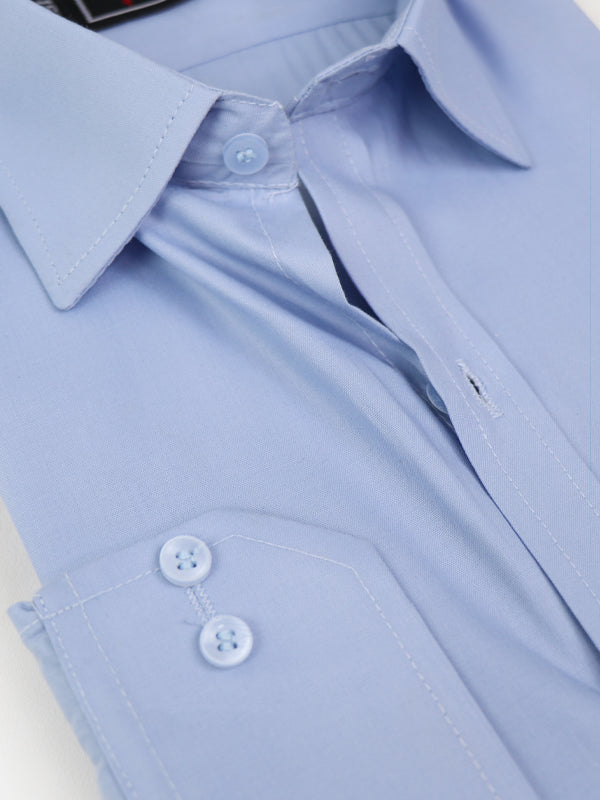 AZ Men's Formal Dress Shirt Plain Blue