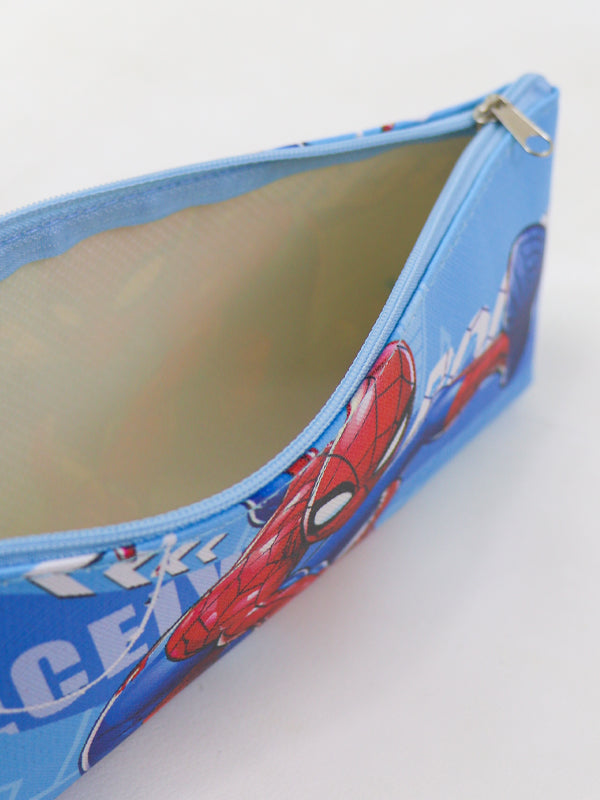 PB01 Zipper Pencil School Pouch For Kids Spider Men Blue