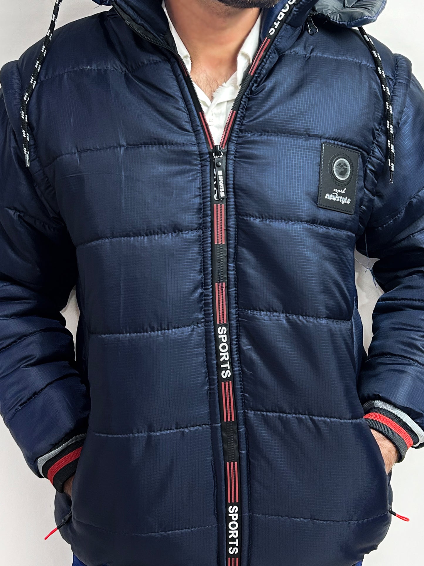 Dark Blue Puffer Jacket For Men MJ02