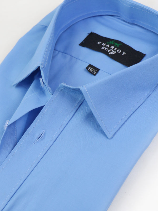 Sky Blue Plain Formal Dress Shirt For Men AZ MFS63