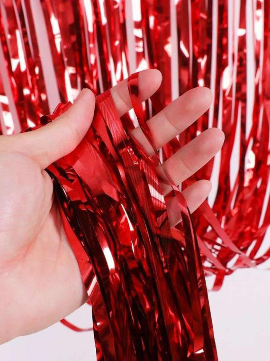 Foil Fringe Curtain - Red