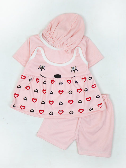 NBS04 HG Newborn Baby Suit 0Mth - 3Mth Heart Light Pink