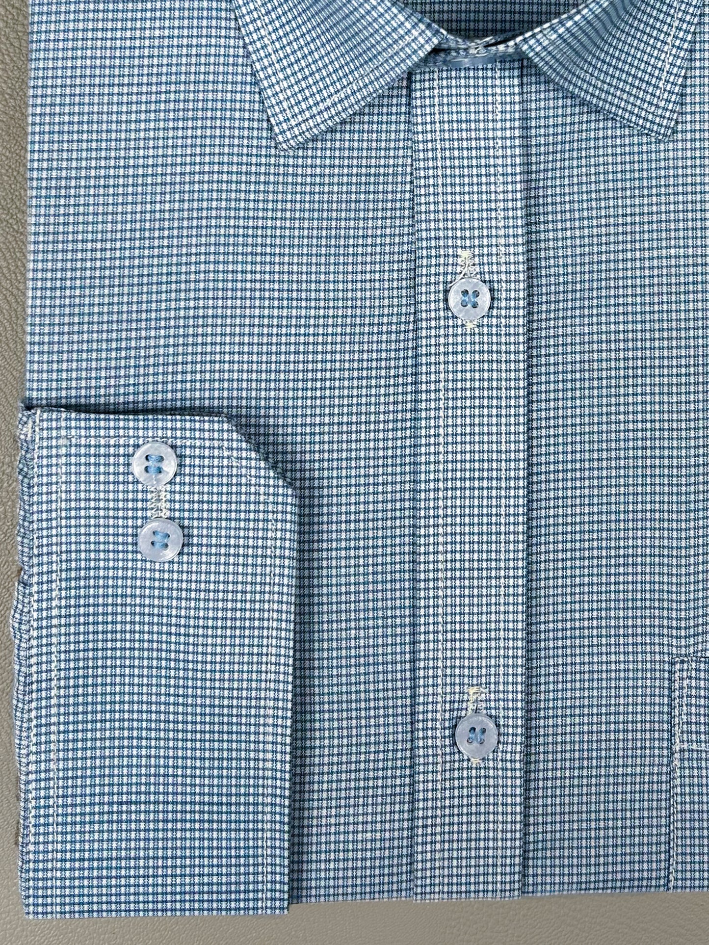 Blue Small Checks Formal Dress Shirt For Men AZ MFS200