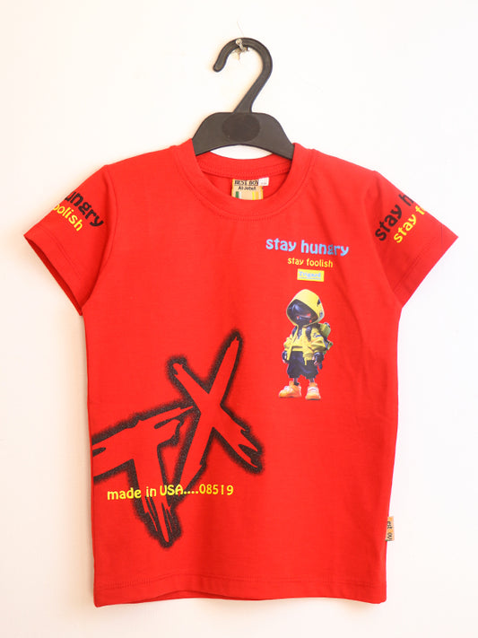 AJ Boys T-Shirt 2.5Yrs - 8 Yrs TX Red
