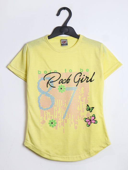 GTS09 MM Half Sleeves Girls T-Shirt 4Yrs - 7Yrs Yellow 87