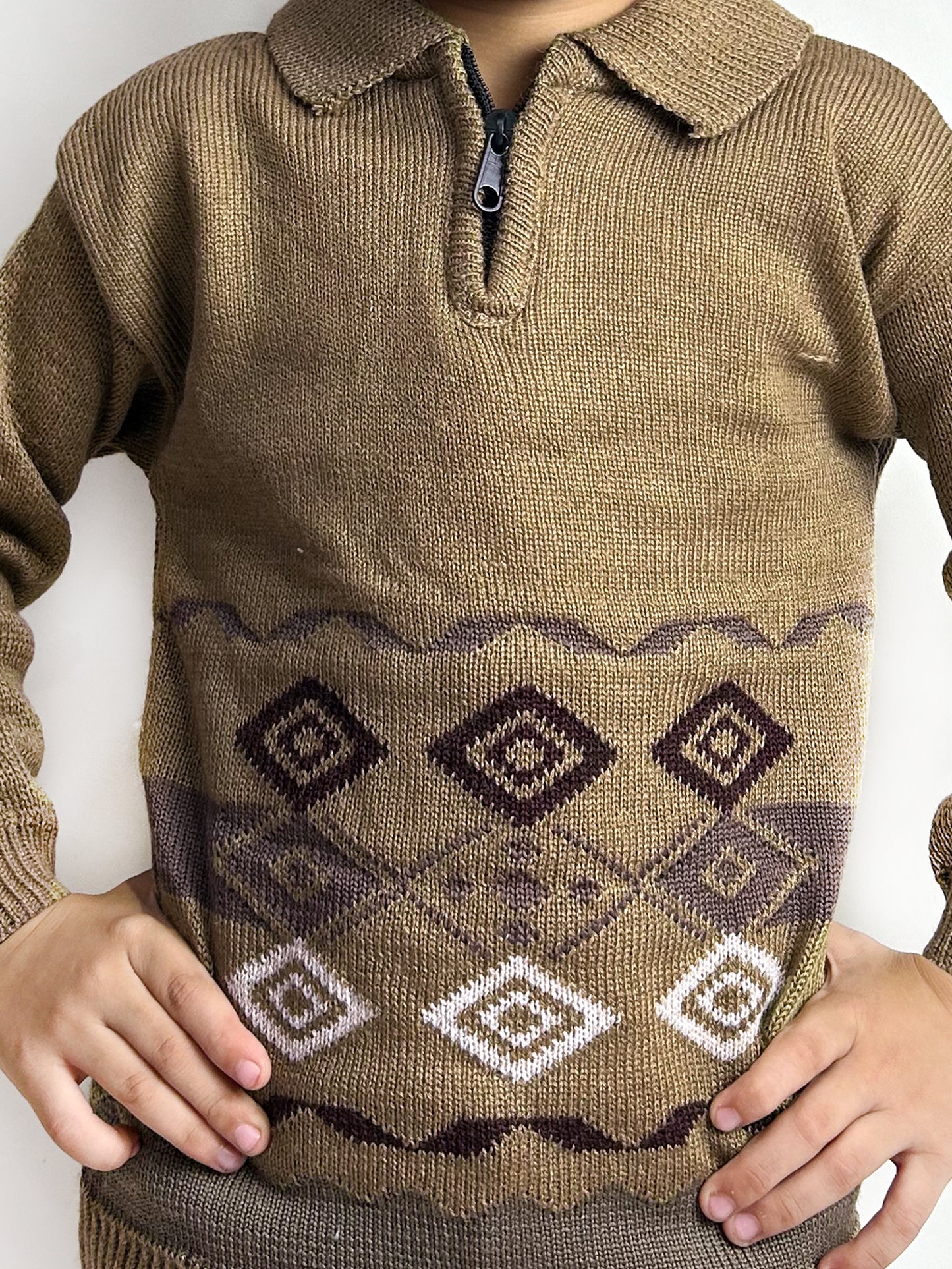 2Yrs - 4Yrs Light Brown Full Sleeve Sweater For Kids KSW27