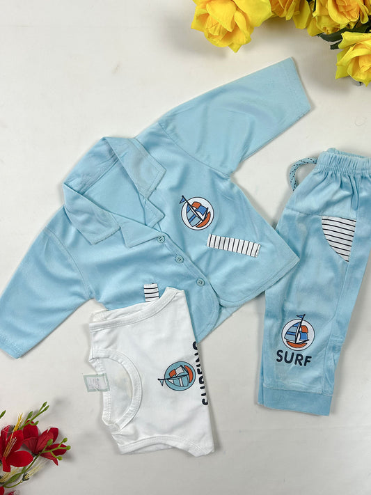 0Mth - 3Mth Sky Blue Surf Baba Suit For Newborn NBS825