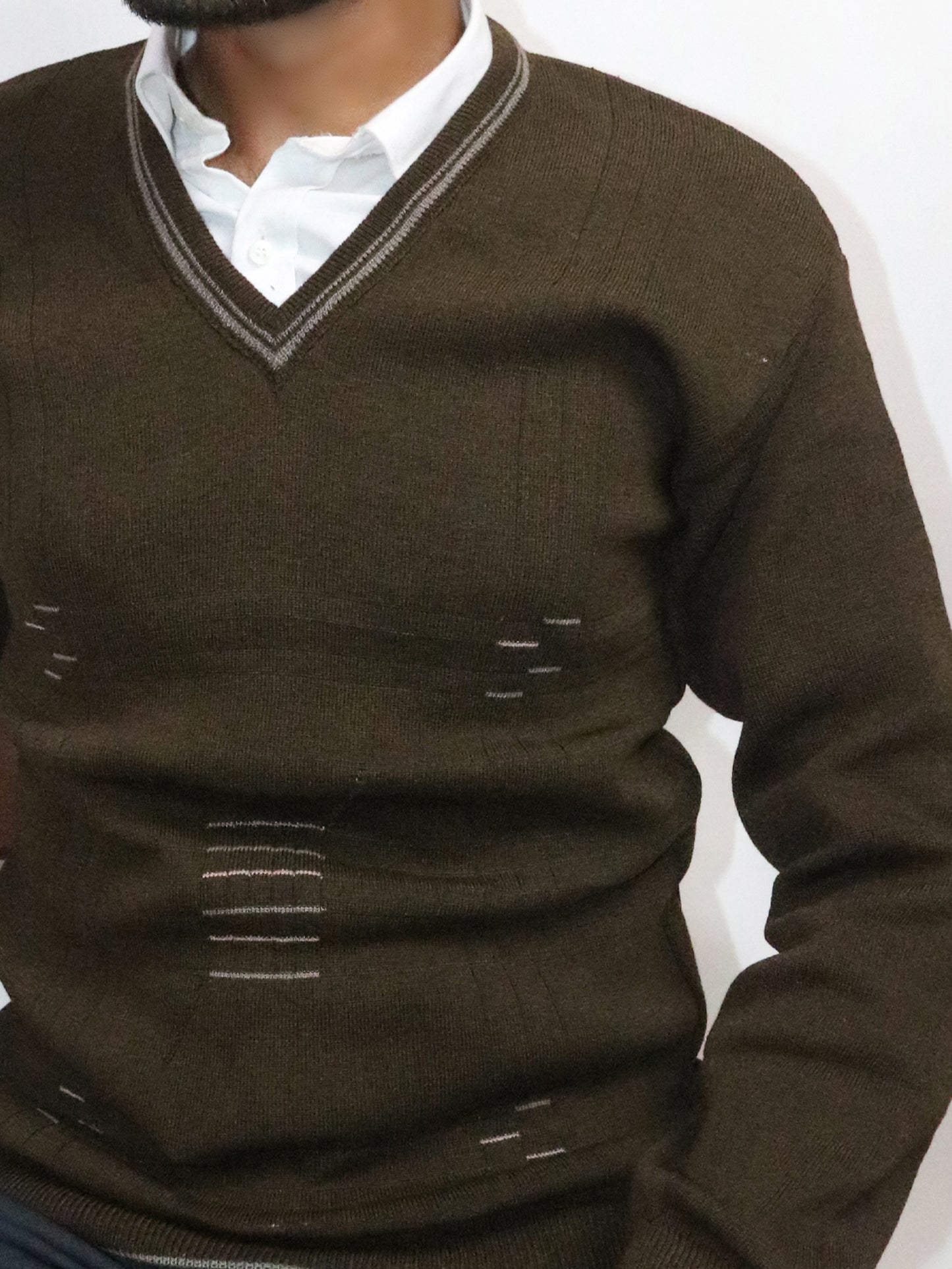 Dark Brown Full Sleeves Sweater for Men MSW42