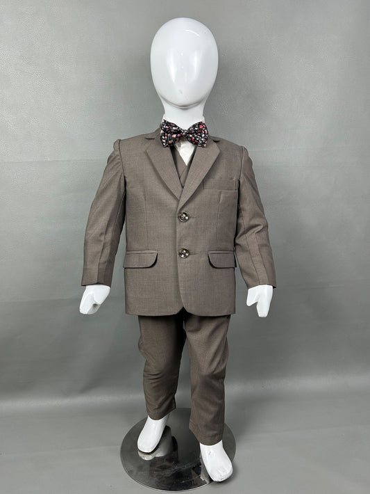 6Mth - 10Yrs Grey 5Pcs Coat Pant Suit for Boys BCP20