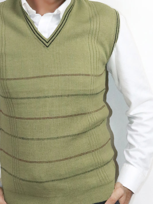 Green Shade Sleeveless Sweater for Men MSW29