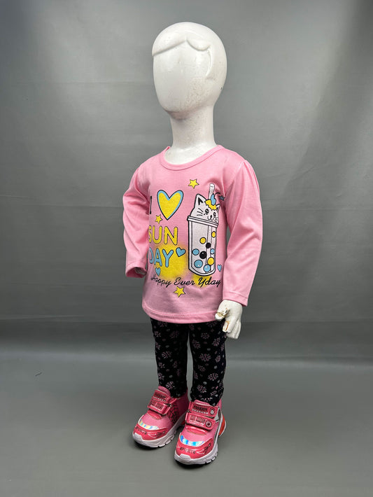 1Yr - 4Yrs Sun Day Pink Suit For Girls RZ GS97