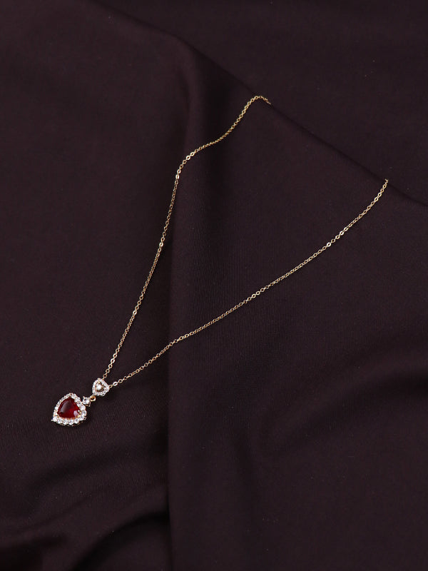 Heart Shaped Pendant Necklace Red