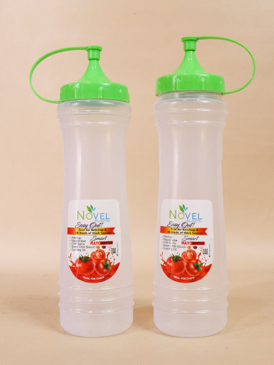 Pack Of 2 Green Novel Transparent Large Ketchup Bottle