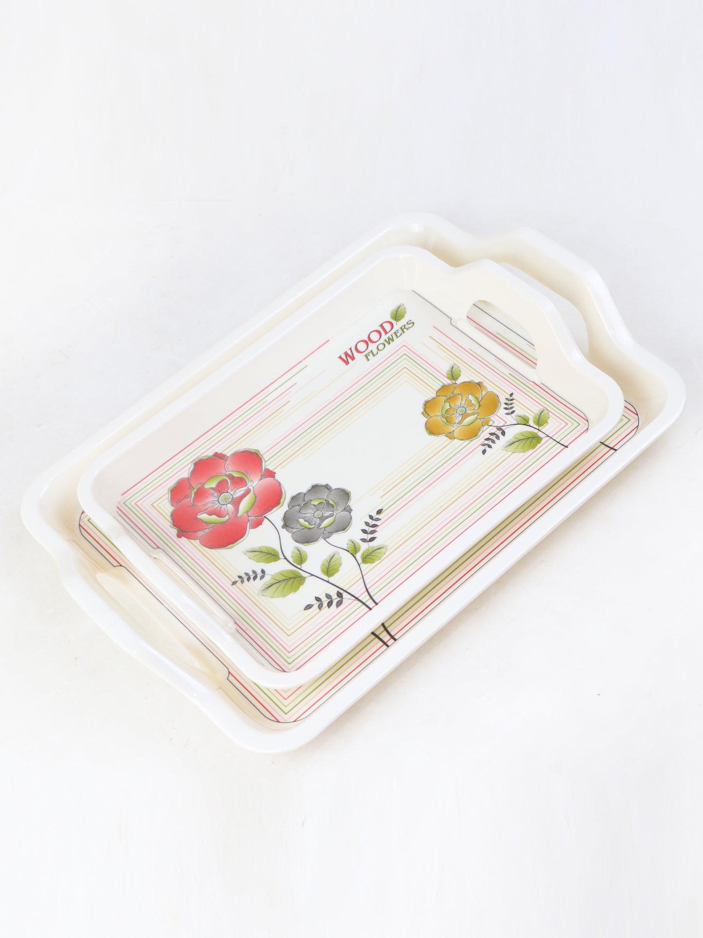 Pack of 2 Melamine Serving Tray Designed 07