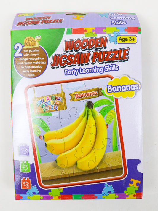 2 in 1 Wooden Jigsaw Puzzle Banana + Elephant